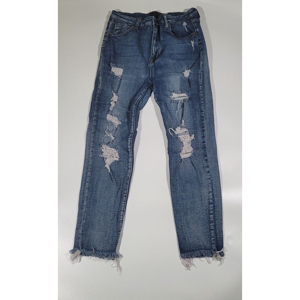 Risen Jeans Women 32/15 Distressed High Rise Skinny Denim RDP1276 Medium Wash